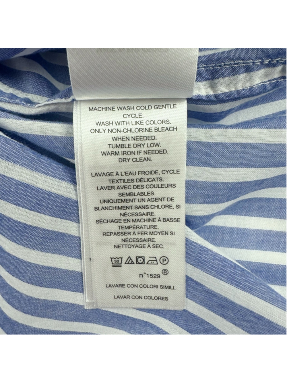 Lauren Ralph Lauren Shirt Womens XL Blue White Striped Button Up Roll Tab Blouse - Picture 9 of 9